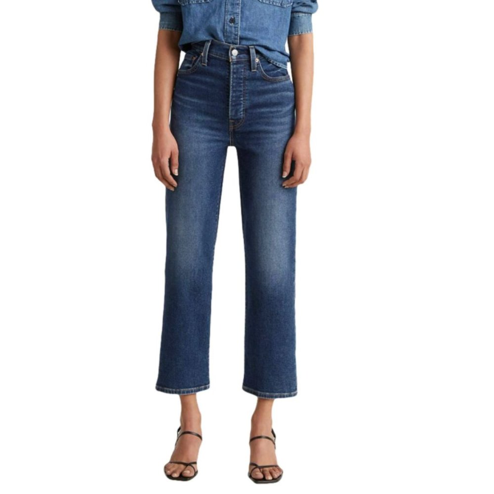 Levi’s Ribcage Straight Ankle Jeans Size 25 High Rise Button Fly Light Wash